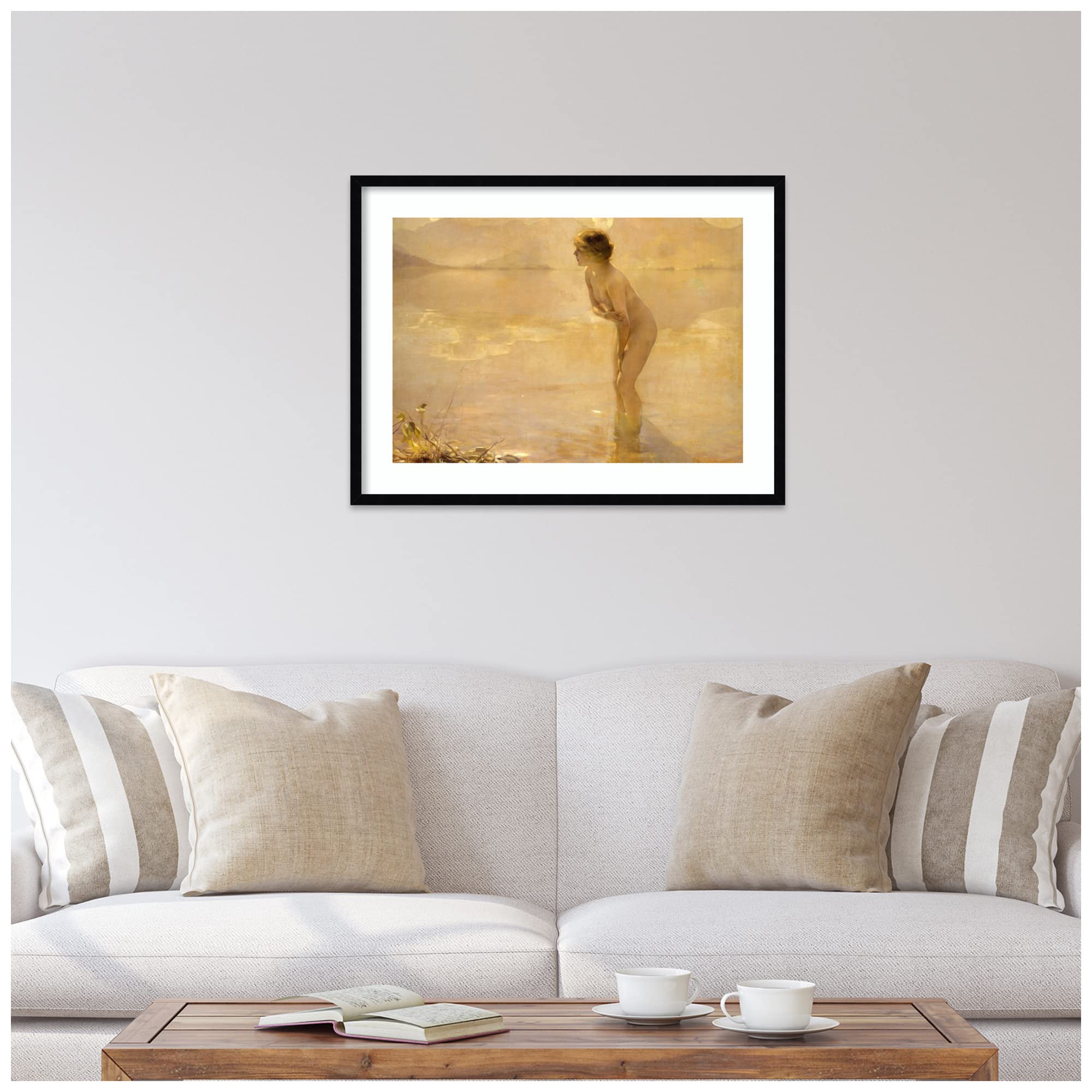 Amanti Art Framed Wall Art Print - 25x33 September Morn Landscape Painting by Paul Chabas | Traditional Home Decor Large Poster for Living Room, Bedroom, Office | Perfect for Housewarming Gifts & Interior Design