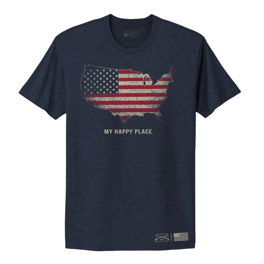 Women's My Happy Place Boyfriend Fit T-Shirt - Soft Comfortable Oversized Cotton Tee for Casual Wear | Midnight Navy Blue