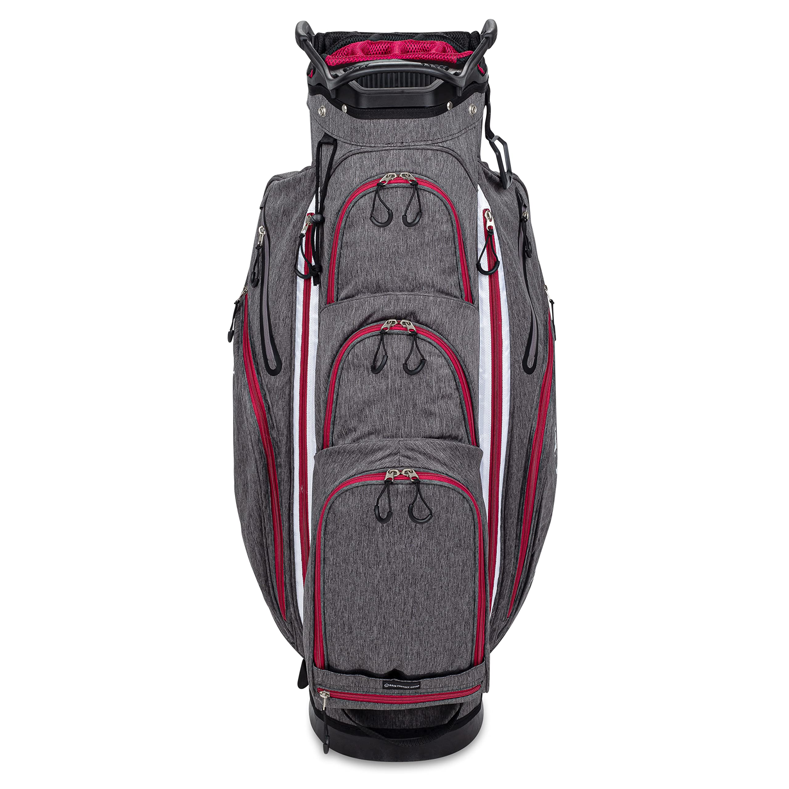 Founders Club Franklin Golf Push Cart Bag - Lightweight 15-Way Divider with Full Rain Cover - Secure Push Cart Base & External Putter Tube - Perfect for Golf Course & Driving Range - Embroidery Panel for Personalization