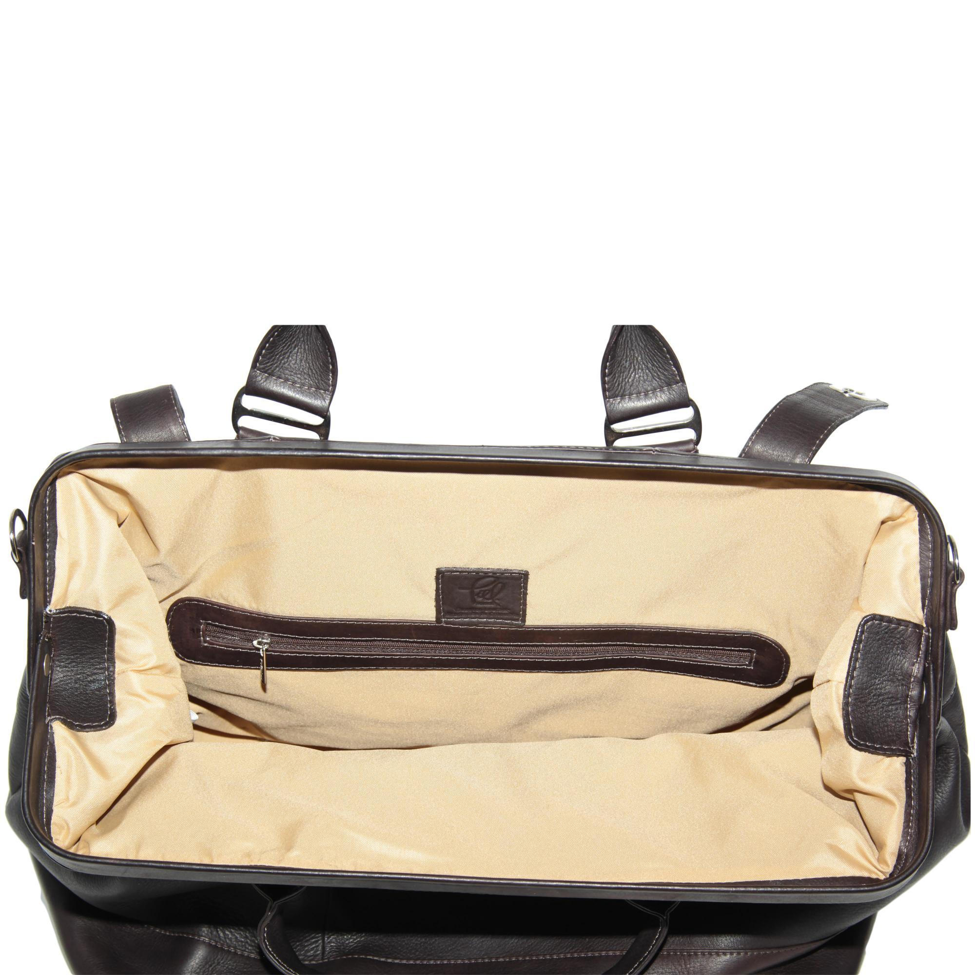 Premium Genuine Leather Top Frame Carry On Luggage - Stylish & Durable Travel Suitcase for Business Trips & Weekend Getaways