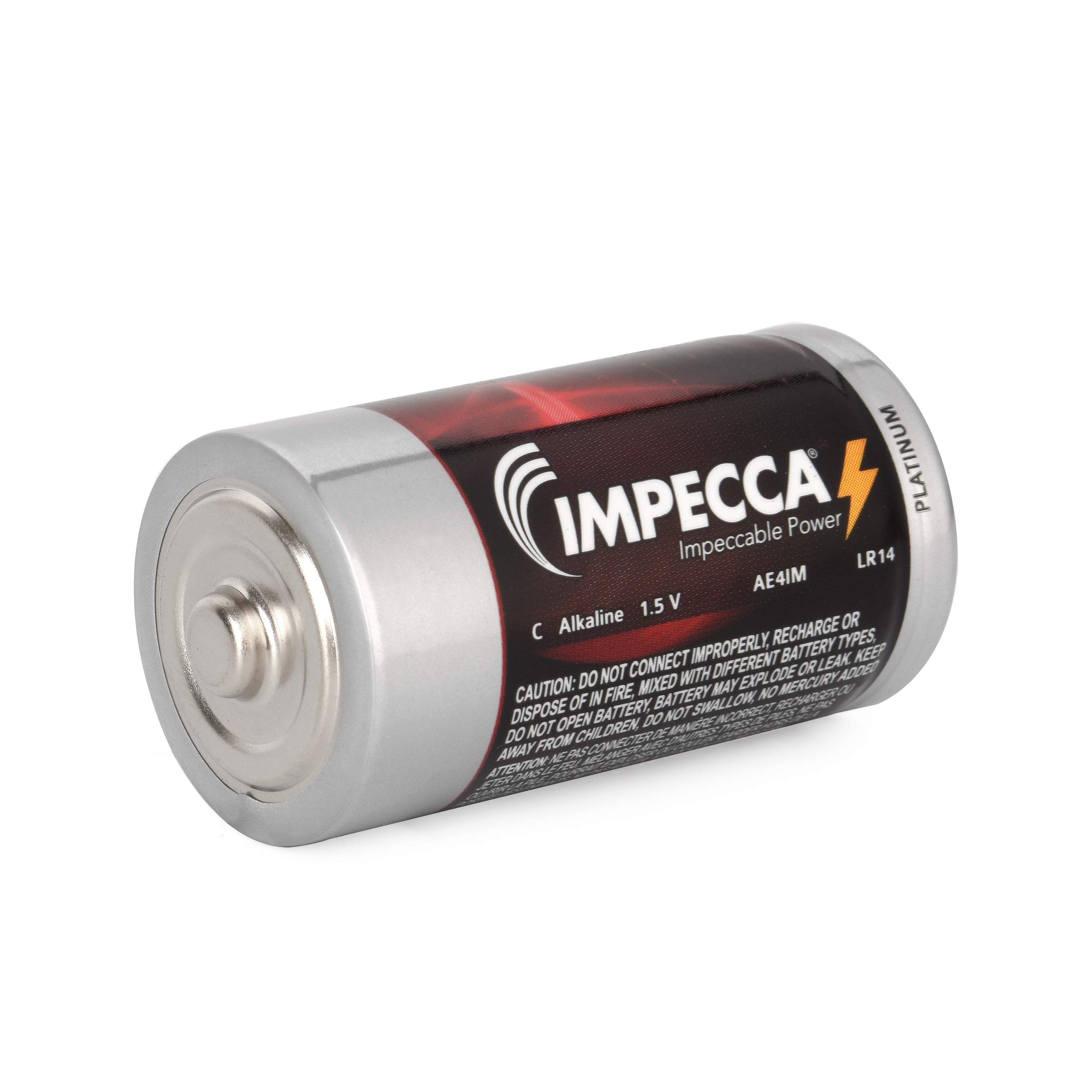 Premium Impecca C Batteries - 12 Pack Alkaline C Cell 1.5V Long Lasting Power with 10-Year Shelf Life | Leakproof & Reliable for Flashlights, Toys, Clocks & Emergency Devices (Platinum Series)