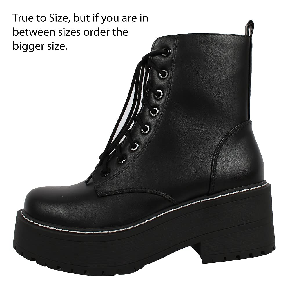 Women's Combat Boots Lace Up Ankle Booties with High Platform - Stylish Punk Rock Gothic Fashion for Concerts, Parties & Everyday Wear