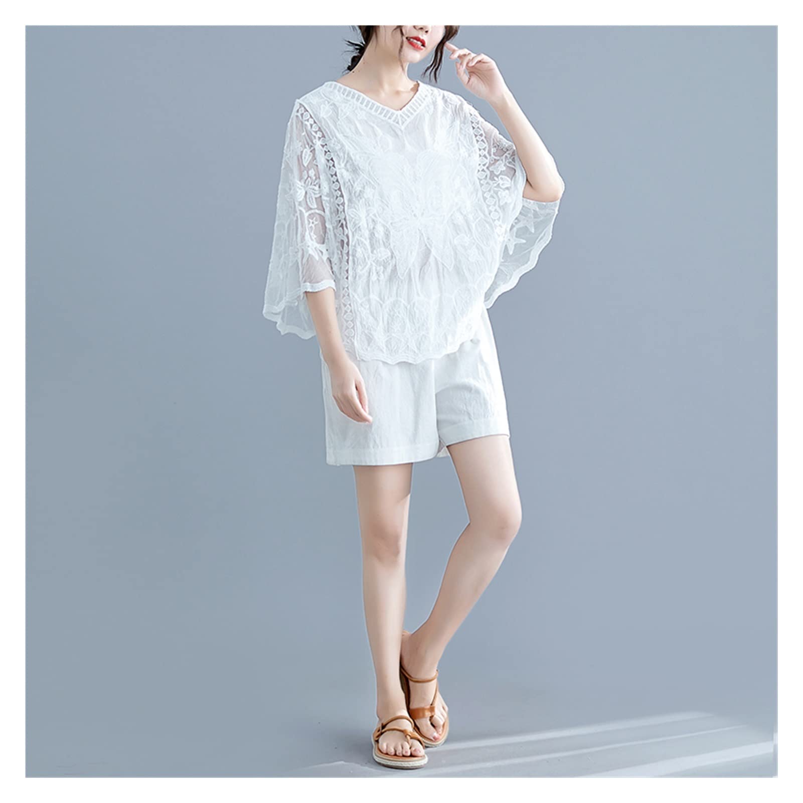 Elegant Summer Women's Lace Hollow Out Blouse - Breathable Sweet Shirt for Casual Wear & Office Outfits (Color: A, Size: One Size) | Perfect for Beach Vacations, Date Nights & Summer Parties