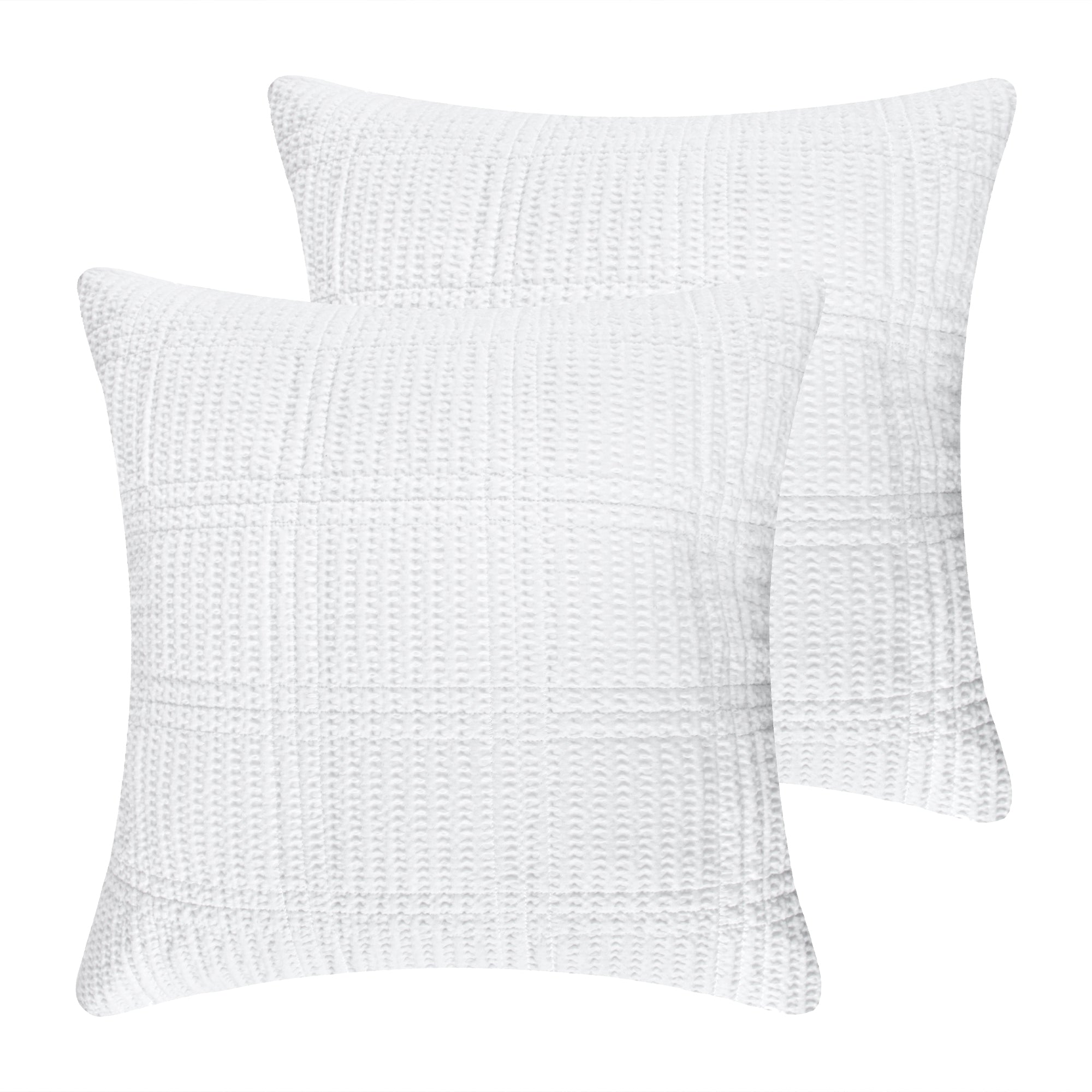 Cloud Waffle Quilted Euro Sham Set of 2 - Soft Luxury Pillow Covers for Bedroom Decor, Hotel Style Home Textiles - Perfect for Master Bedroom, Guest Room & Airbnb Styling
