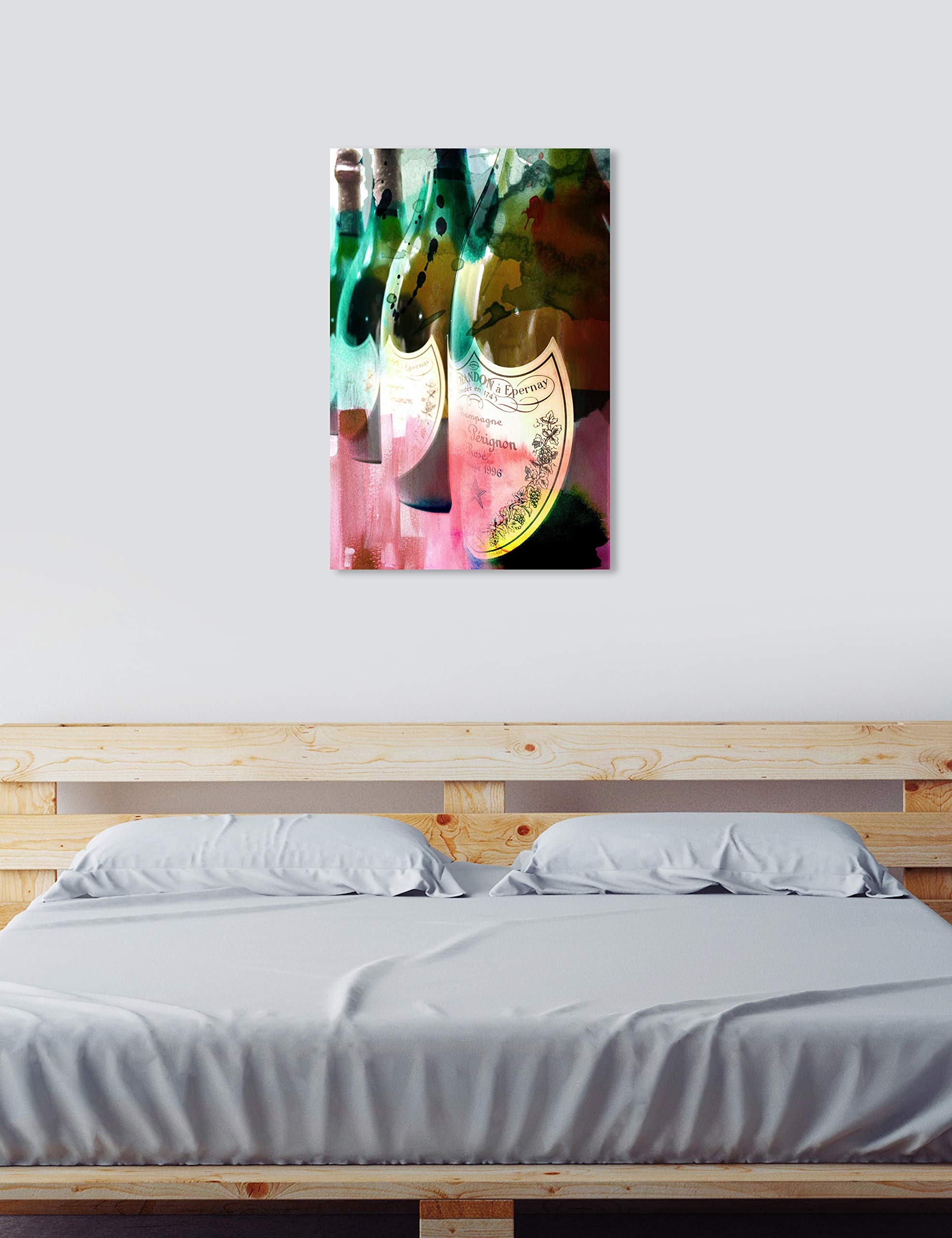 Oliver Gal Artist Co. 'Champagne Feast' Wall Art Canvas Print - 30x45 Inches Pink & Green Abstract Alcohol Painting - Modern Home Bar Decor, Dining Room Artwork, Wine Cellar Decoration
