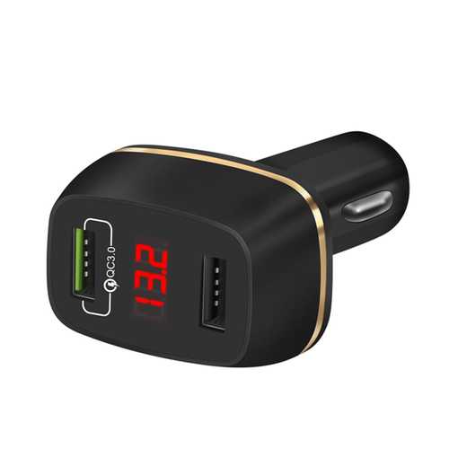 Dual USB 3A QC3.0 Fast Car Charger with LED Display - Compatible with iPhone X/8, OnePlus 5, Xiaomi Mi6, Redmi Note4 - Perfect for Road Trips & Daily Commuting