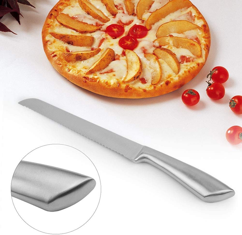 TOPINCN 10-Inch Stainless Steel Serrated Bread Knife - Sharp Bread Slicer for Cake, Loaf, Baguette - Perfect for Home Baking, Professional Kitchens & Gift Giving