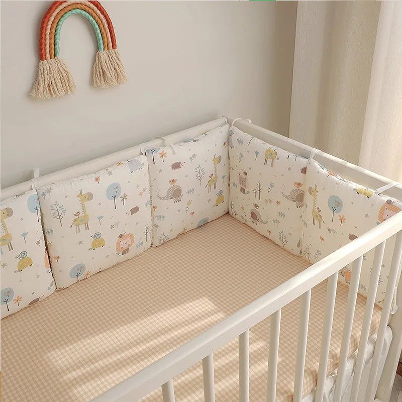 Soft Cotton Cartoon Nursery Bedding Set - 6-Piece Baby Crib Bumper Combo for Newborns & Toddlers | Perfect for Nursery Decor & Baby Shower Gifts