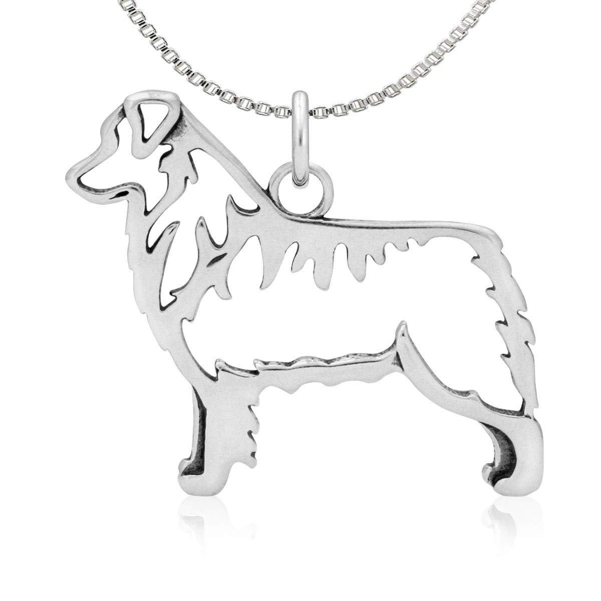 Dazzling Paws Sterling Silver Australian Shepherd Dog Pendant Necklace - Perfect for Pet Lovers & Dog Jewelry Gifts