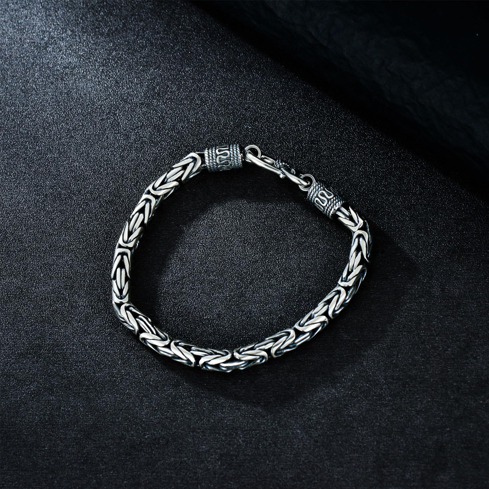 925 Sterling Silver Bracelet for Men & Boys - Matte Finish, Thick & Durable (7-9 Inch Length, 5-7mm Width) - Perfect for Gifts, Everyday Wear & Special Occasions