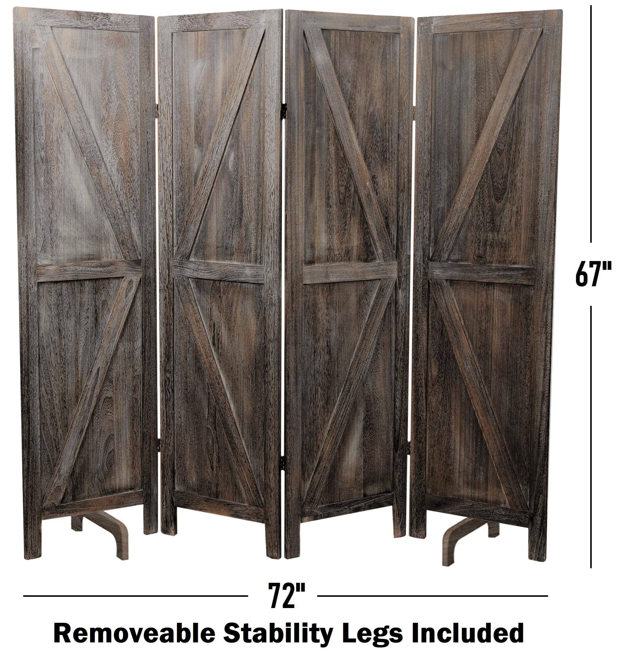 Premium Rustic Barnwood Room Divider - Folding Privacy Screen & Partition Wall for Home, Office, or Studio | Temporary Wall Separator for Living Spaces, Bedrooms & Events