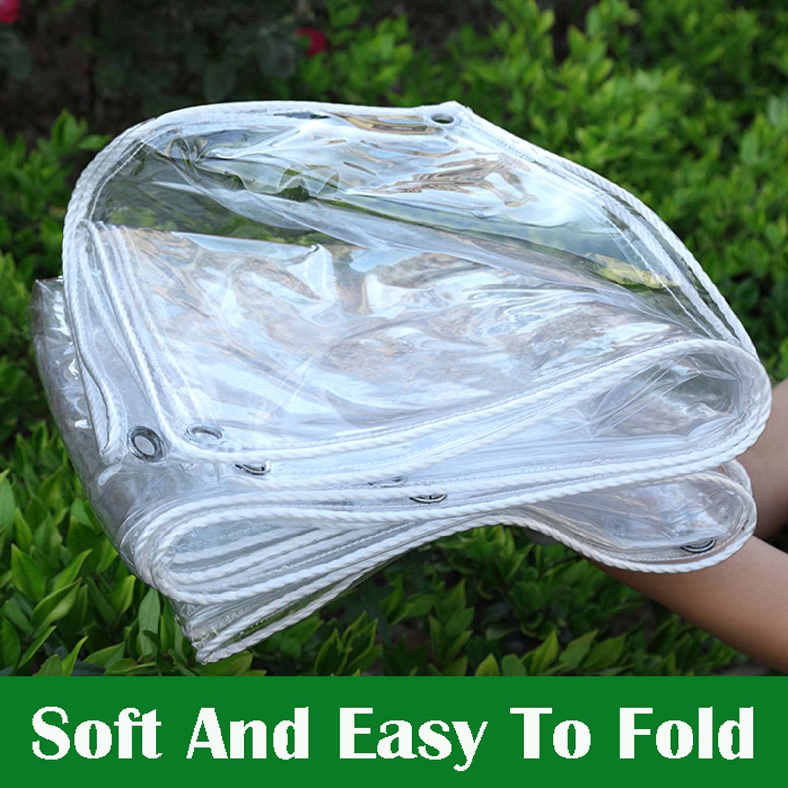 Heavy Duty Clear PVC Waterproof Tarp 3x4.9ft - Transparent Plastic Tarpaulin with Reinforced Grommets for Patio, Garden Furniture, Car Covers, Boat Protection & Outdoor Equipment Shelter