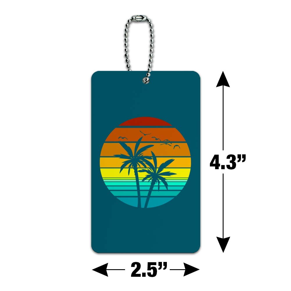 Stylish Sunset Palm Tree Design Luggage Tag - Durable Suitcase ID Tag for Travel & Carry-On Bags - Perfect for Vacation, Beach Trips & Tropical Getaways