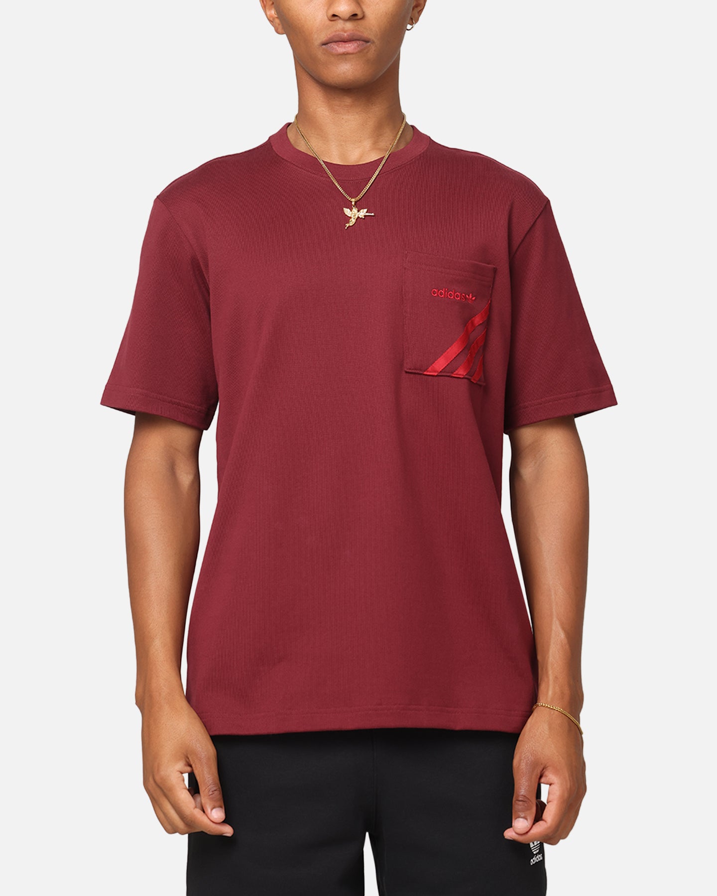 Adidas Men's Pocket T-Shirt - Shadow Red | Comfortable Casual Tee for Everyday Wear, Gym & Outdoors