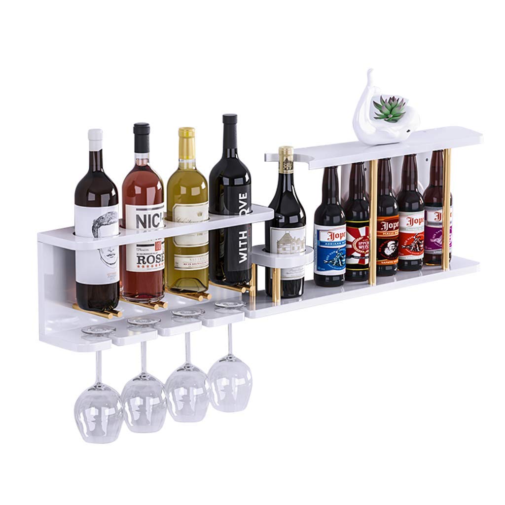 Wall Mounted Wine Rack - Organize Kitchen with 10-Bottle Wood Wine Holder & Glass Shelves - White - Perfect for Home Bars, Restaurants, and Commercial Cellars