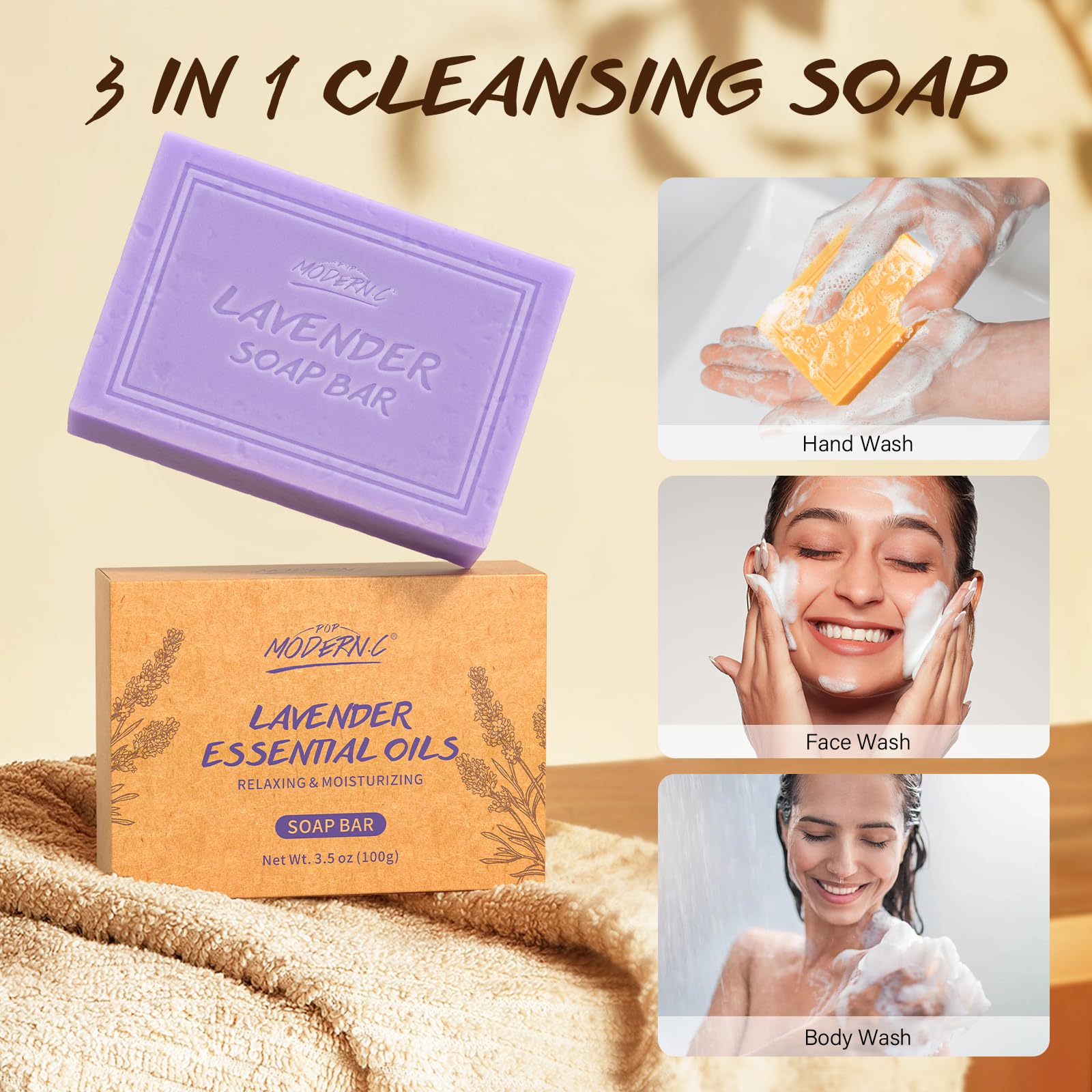 Organic Natural Soap Bar Gift Set - Lavender, Tea Tree, Lemongrass, Oatmeal Almond & More (6x3.5oz) | Chemical-Free Body Wash for Women & Men | Perfect for Spa Day, Self-Care Gifts & Eco-Friendly Bath Routine