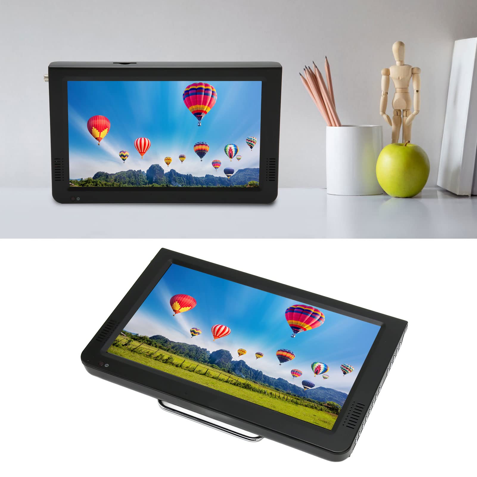 10 Inch Portable TV with Antenna - 1024X600 HD Mini Car TV with ATSC Tuner, Supports VGA/HDMI/AV/PC/Headset/USB - Ideal for Road Trips, Camping & Emergency Use (48.25MHz-863.25MHz)