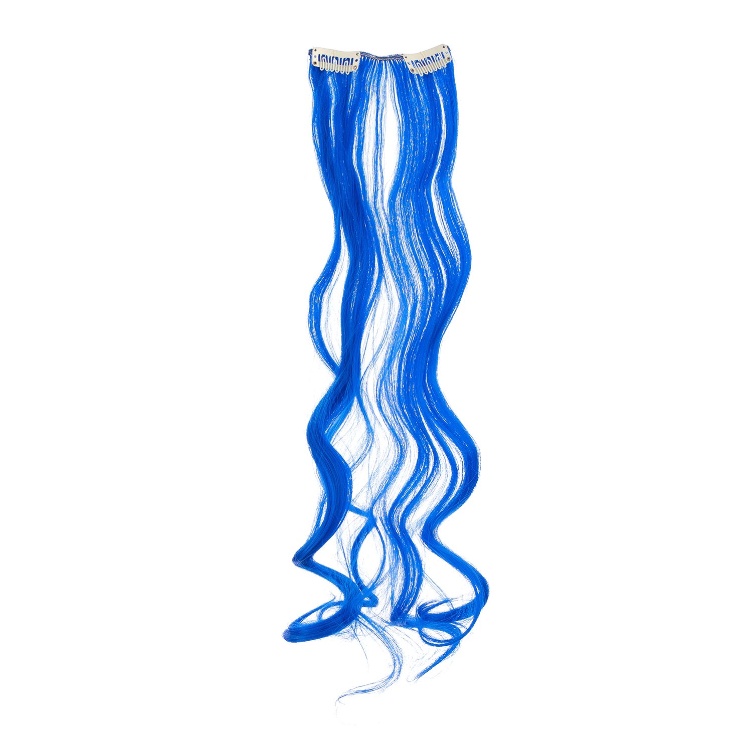 SWACC 7-Piece Clip-in Hair Extensions - 20-Inch Curly Blue Synthetic Hair Highlights for Full Head Party & Cosplay | Perfect for Halloween, Rave & Costume Events