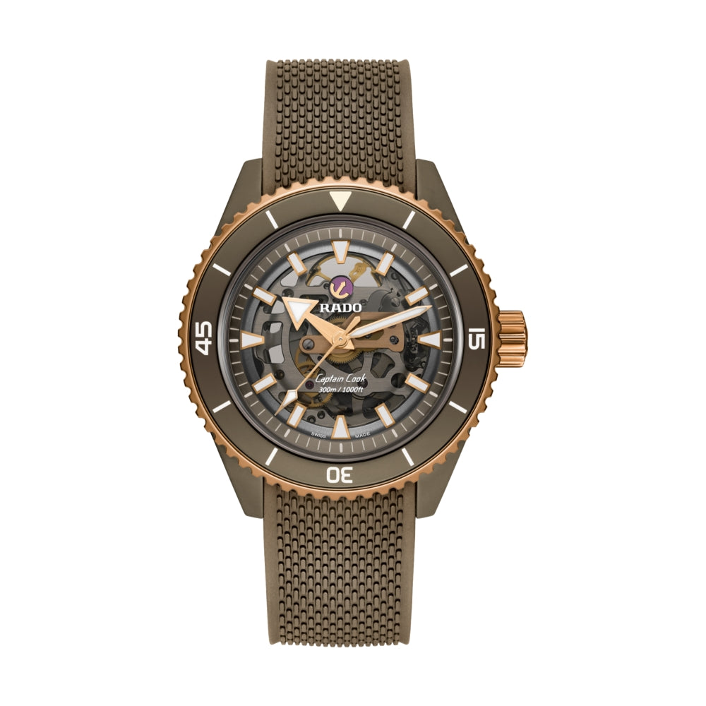 Captain Cook Automatic High-Tech Ceramic Brown Watch 43mm - Stylish Diving & Everyday Wear for Men