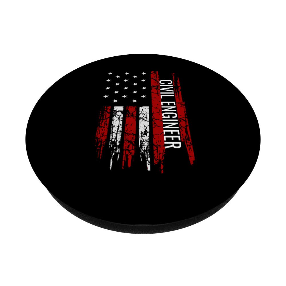 Civil Engineer USA Flag Bridge Design Engineering PopSockets PopGrip - Swappable Phone & Tablet Grip for Engineers, Construction Workers | Perfect for Job Sites, Office & Daily Commute