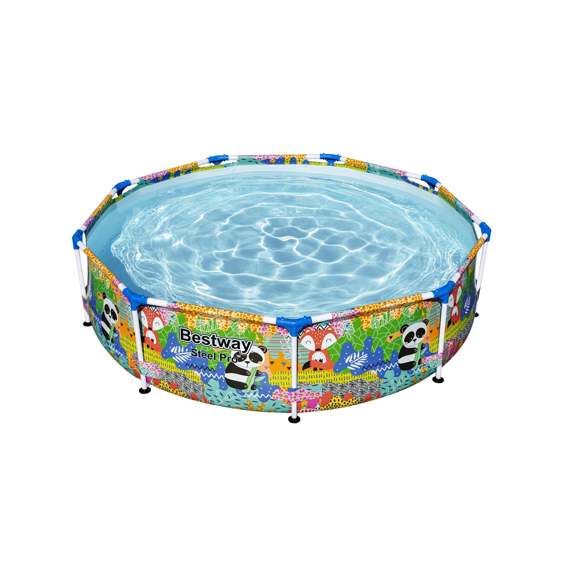 Bestway Steel Pro 9ft x 26in Above Ground Round Outdoor Backyard Swimming Pool - 851 Gallon Water Capacity with Panda Jungle Print | Perfect for Family Fun, Summer Parties & Backyard Relaxation