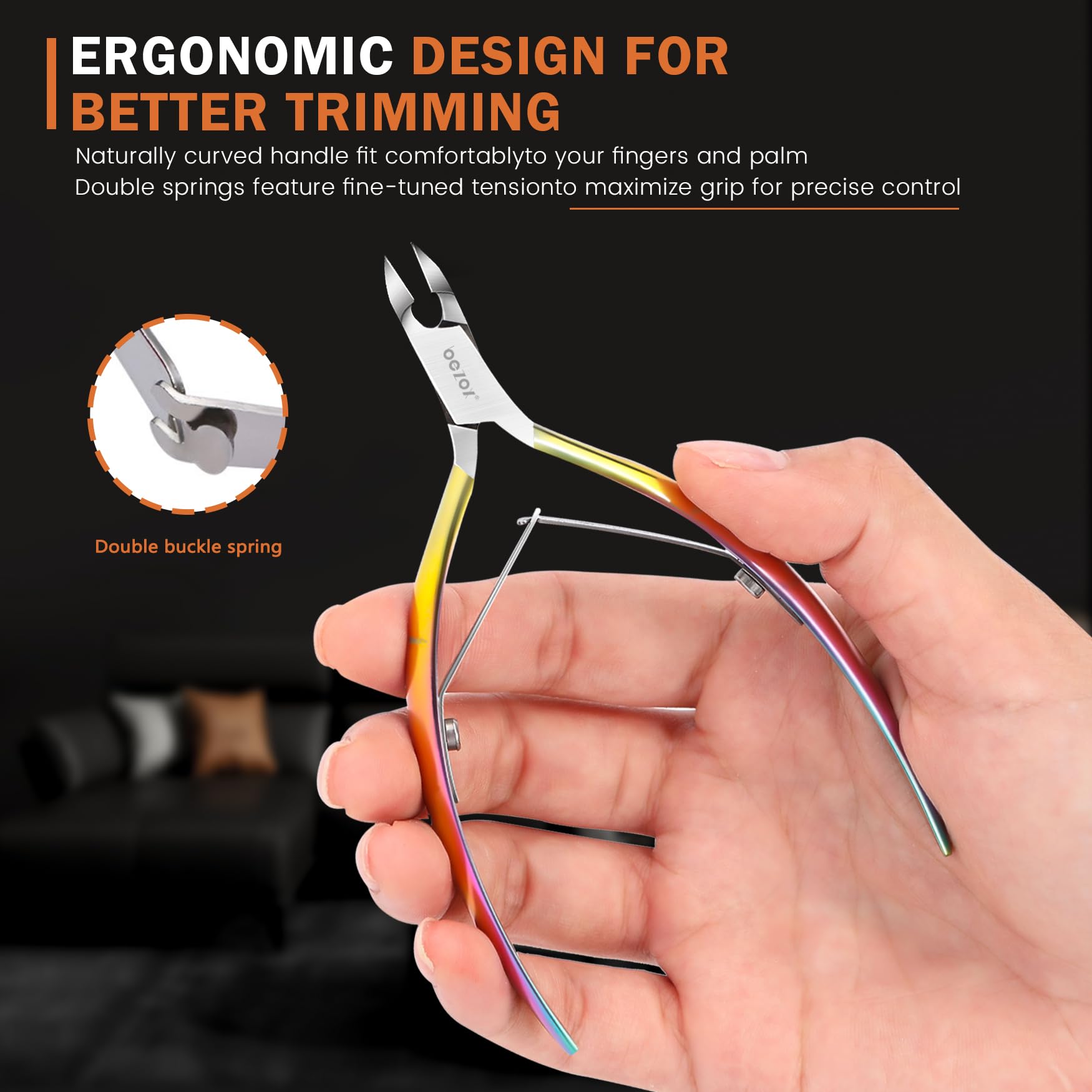 BEZOX Professional Stainless Steel Cuticle Nipper & Cutter - Precision Manicure Pedicure Tool for Dead Skin Removal - Durable Nail Clippers for Fingernails & Toenails - Perfect for Salon & Home Nail Care