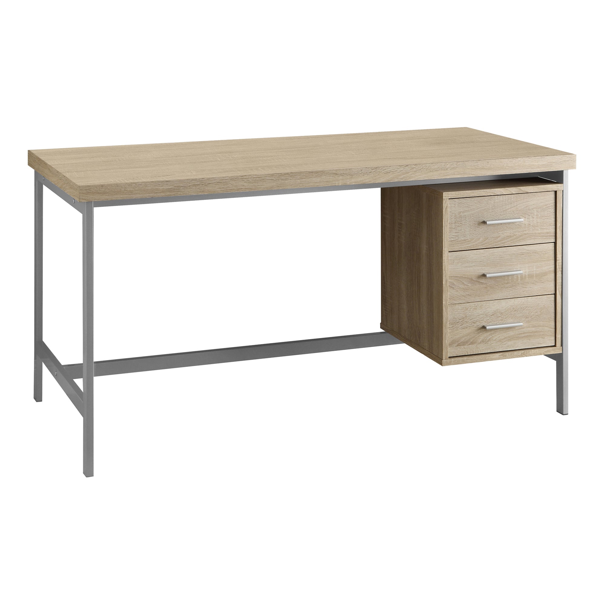 60L Office Series Natural with Silver Metal Storage Cabinet - Perfect for Home, Office & Classroom Organization
