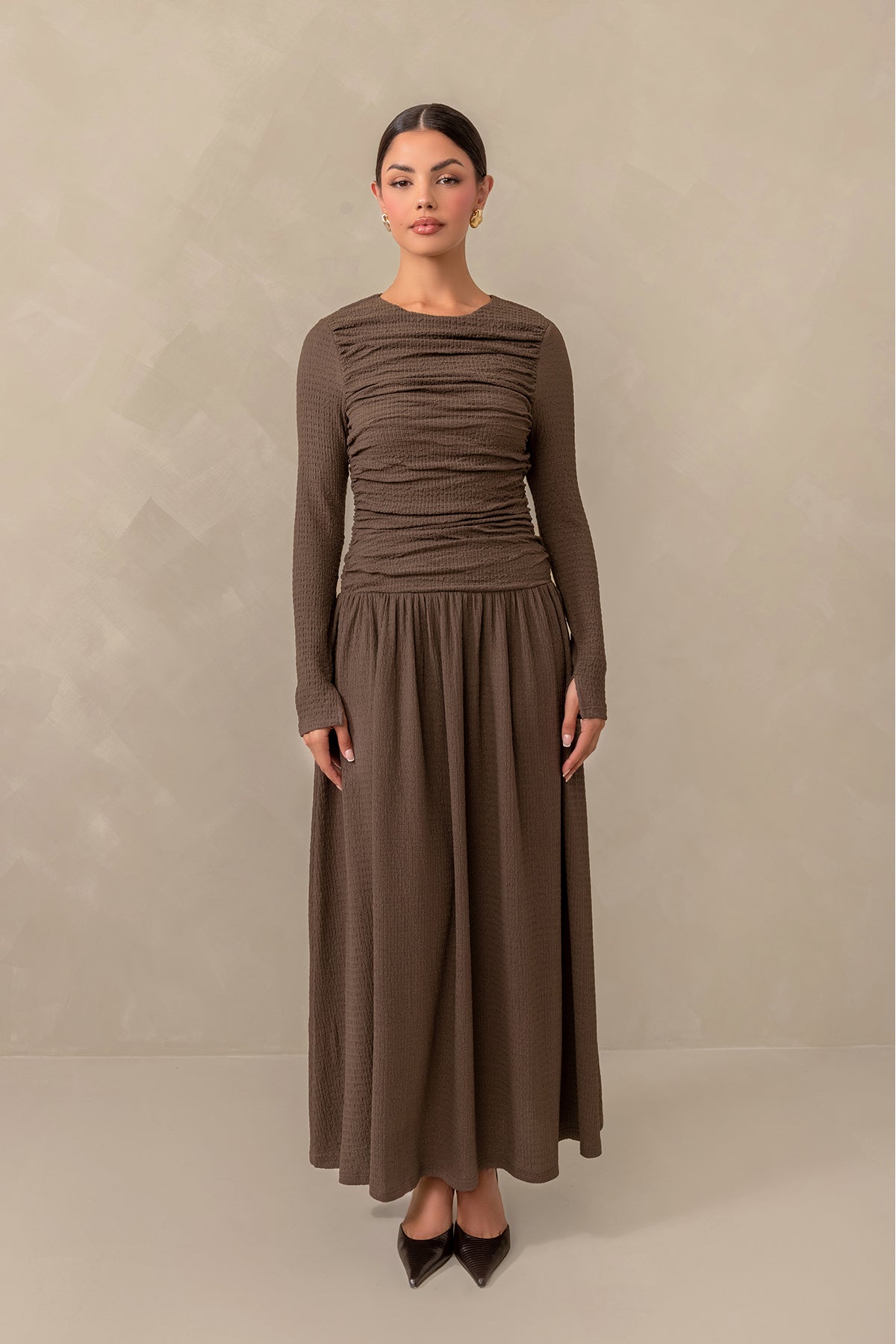 Juliette Everyday Drop Waist Maxi Dress - Brown | Flowy Casual Summer Dress for Women | Perfect for Beach, Vacation & Date Nights