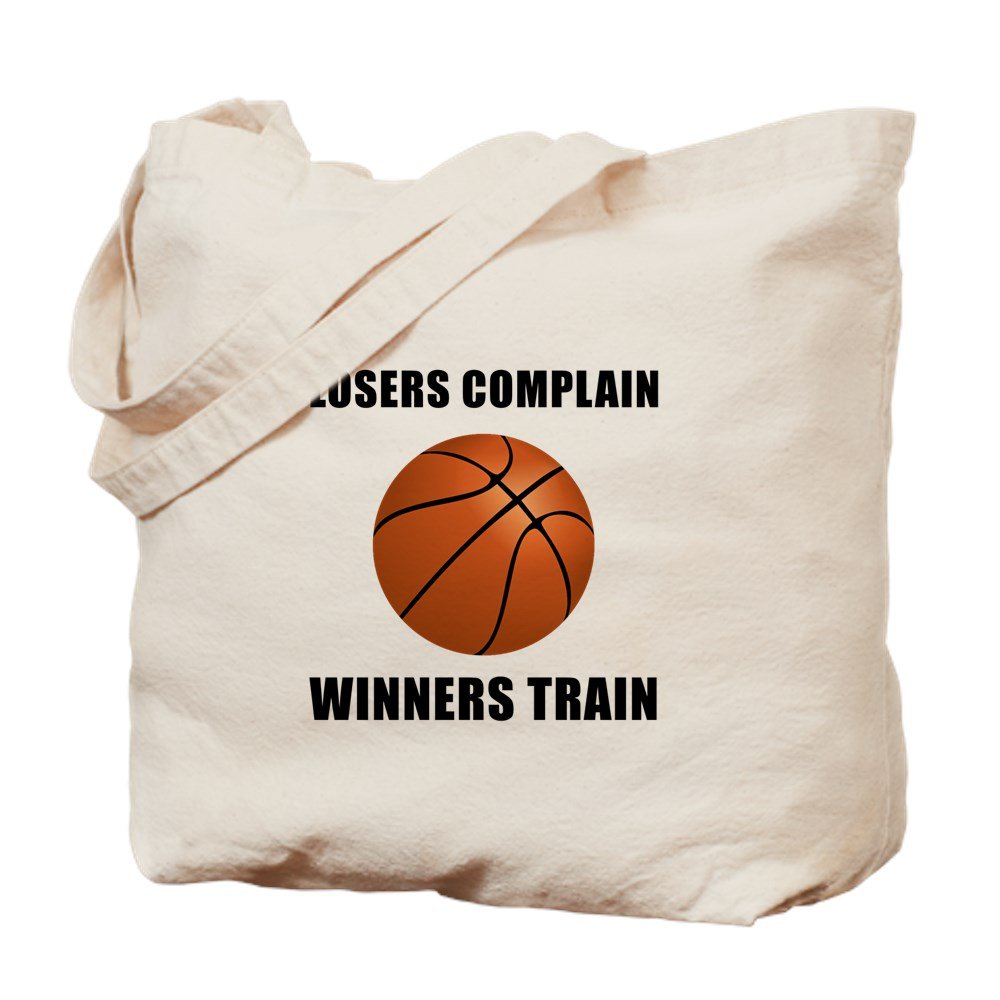 Basketball Winners Train Tote Bag - Natural Canvas Reusable Shopping Bag for Sports Fans, Gym & Grocery Use