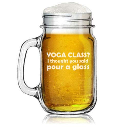 16oz Mason Jar Glass Mug with Handle - Insulated Drinking Cup for Coffee, Tea, Cold Brew - Perfect for Yoga Class, Home, Office & Outdoor Use