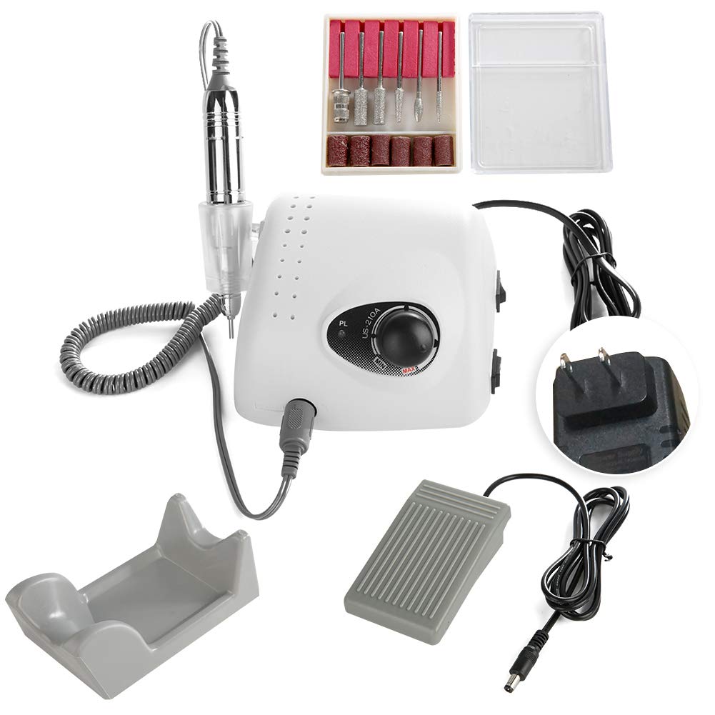 15W 30000RPM Professional Electric Nail Drill Machine with Polishing Kit - Manicure Pedicure Tools for Salon & Home Use - Includes Nail File Bits for Acrylic Gel Nails