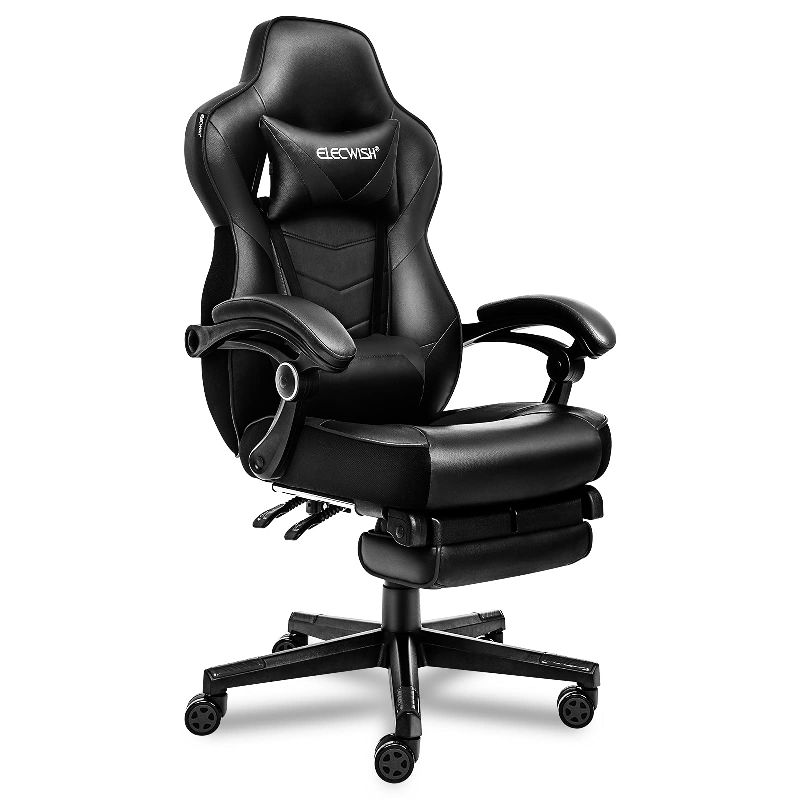 Ergonomic Racing Style Gaming Chair for Adults - High Back Computer Chair with Adjustable Footrest, Headrest & Lumbar Support - PU Leather Office Chair with 90-150 Degree Tilt - Perfect for Esports, Streaming & Home Office Setup