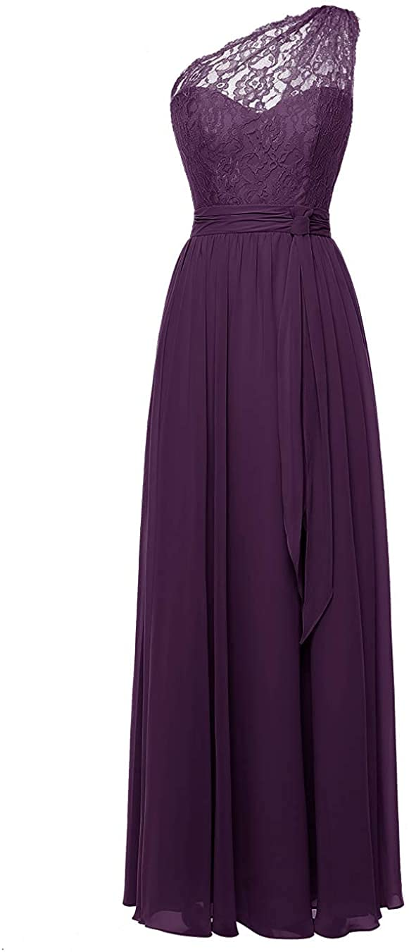 JAEDEN One Shoulder Long Bridesmaid Dresses - Elegant Chiffon Lace Prom & Evening Gowns for Weddings, Parties & Formal Events