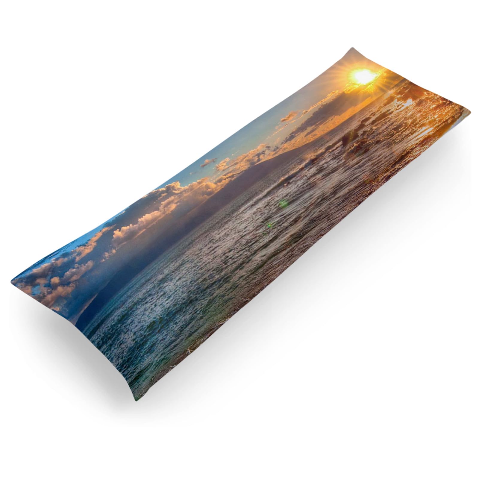 Premium 20x54 Inch Body Pillow Cover with Zipper - Ultra Soft Tropical Ocean Sunset Design for Comfort & Decor | Perfect for Bedroom, Dorm, Sofa & Travel