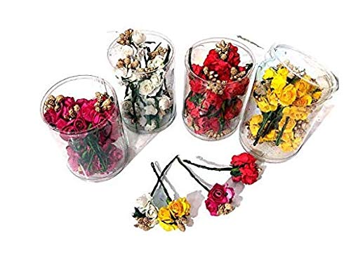 24PCS Premium Rose Paper Flower Hair Bun Pins for Women - Multicolor U Shape Bobby Pins for Girls, DIY Hair Accessories & Hairstyling - Perfect for Weddings, Parties and Everyday Styling