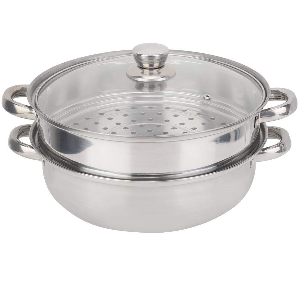 Stainless Steel Steamer 11 Inch Double Layer Food Steamer for Vegetables, Dumplings & Seafood - Perfect for Healthy Cooking & Meal Prep