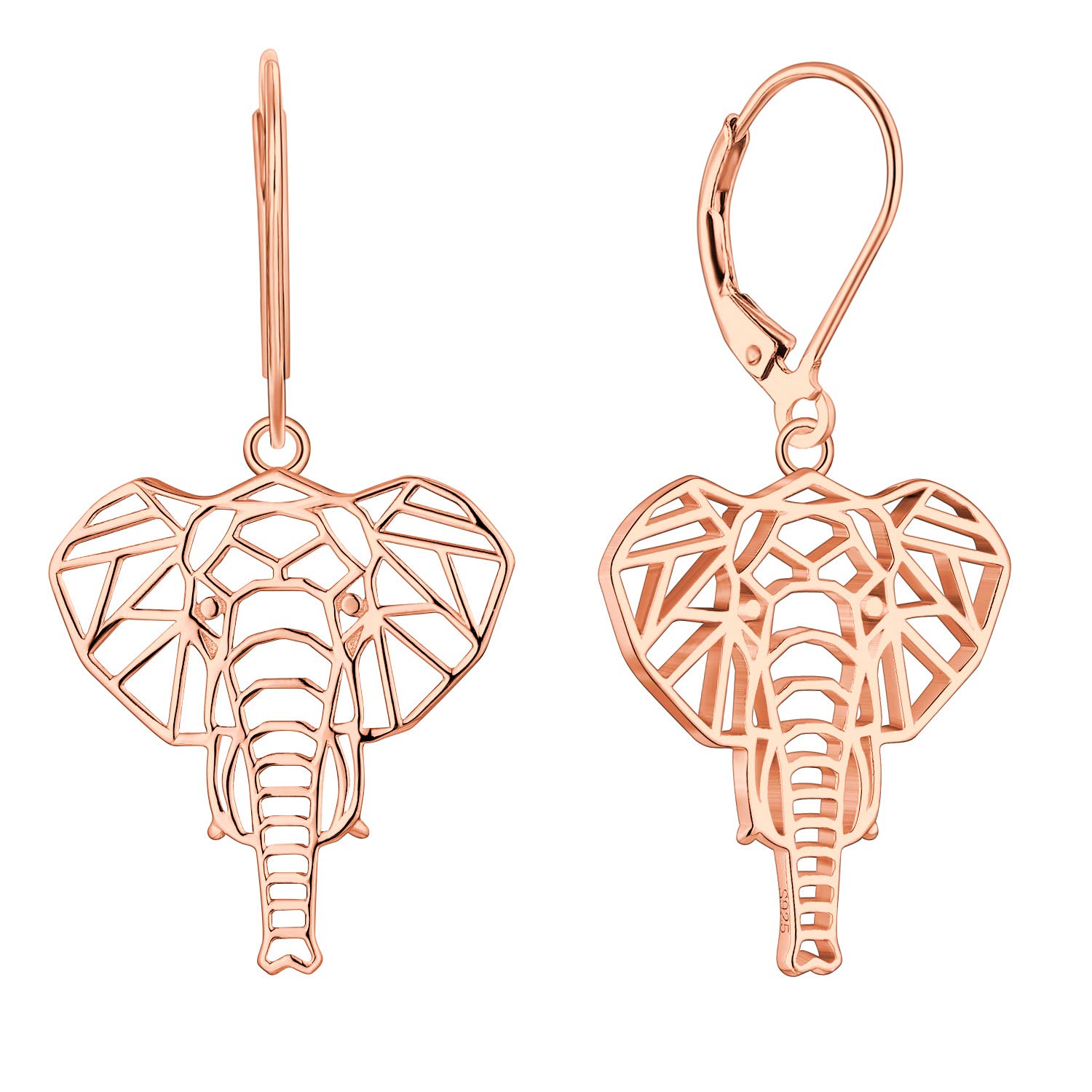JO WISDOM 925 Sterling Silver Elephant Leverback Dangle Earrings for Women | Animal Jewelry Gift | Perfect for Casual Wear, Parties & Special Occasions