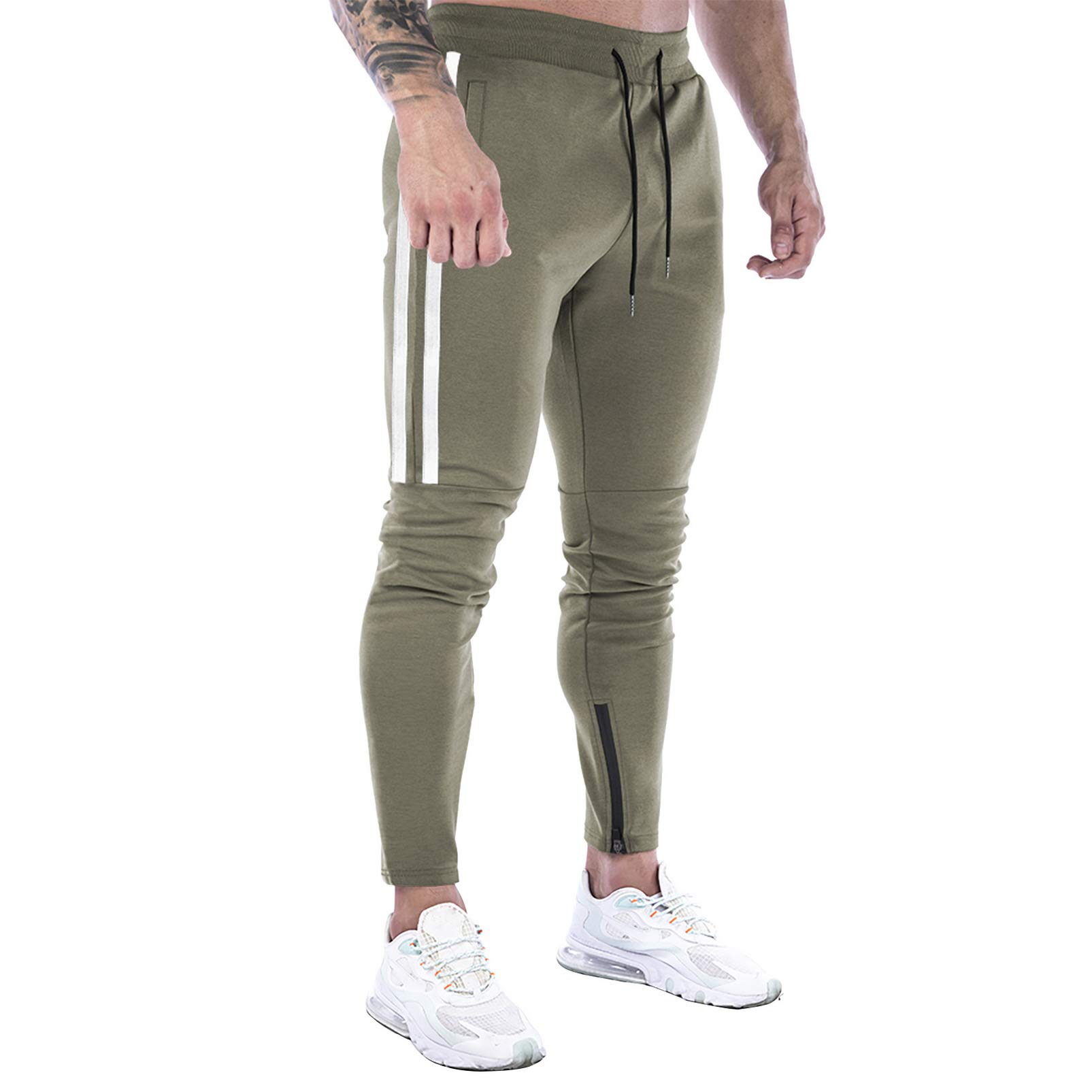DIOTSR Men's Slim Fit Workout Jogger Pants - Breathable Running Sweatpants with Pockets for Gym, Training & Casual Wear | Striped Athletic Track Pants for Men