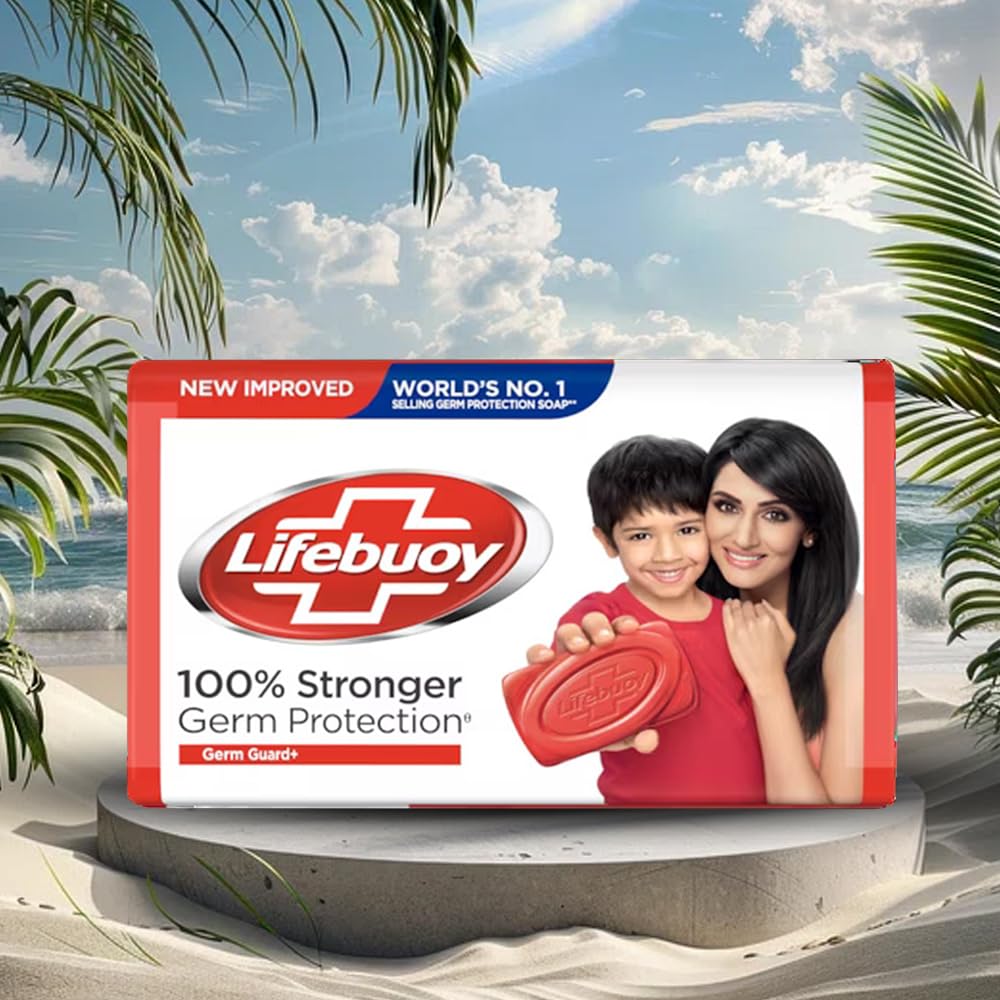 Lifebuoy Total 10 Protection Antibacterial Soap Bars (16-Pack, 44g Each) – Kills 99.9% Germs, Long-Lasting Freshness for Family Hygiene, Hand Washing & Shower Use
