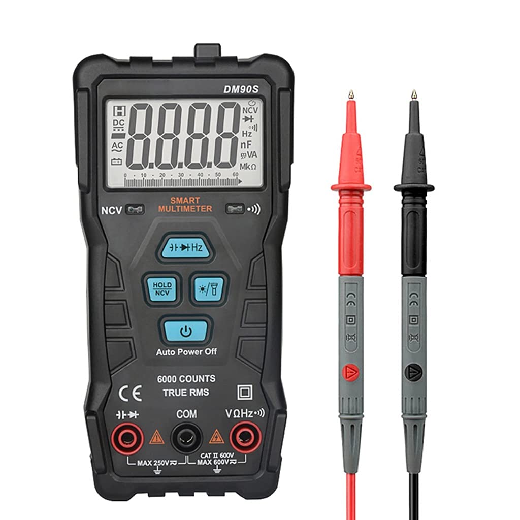 HSLWYJ DM90S Digital Multimeter - 6000 Counts True RMS Auto-Ranging NCV Voltage Tester, Handheld Smart Meter for Electricians, DIY Home & Car Repair