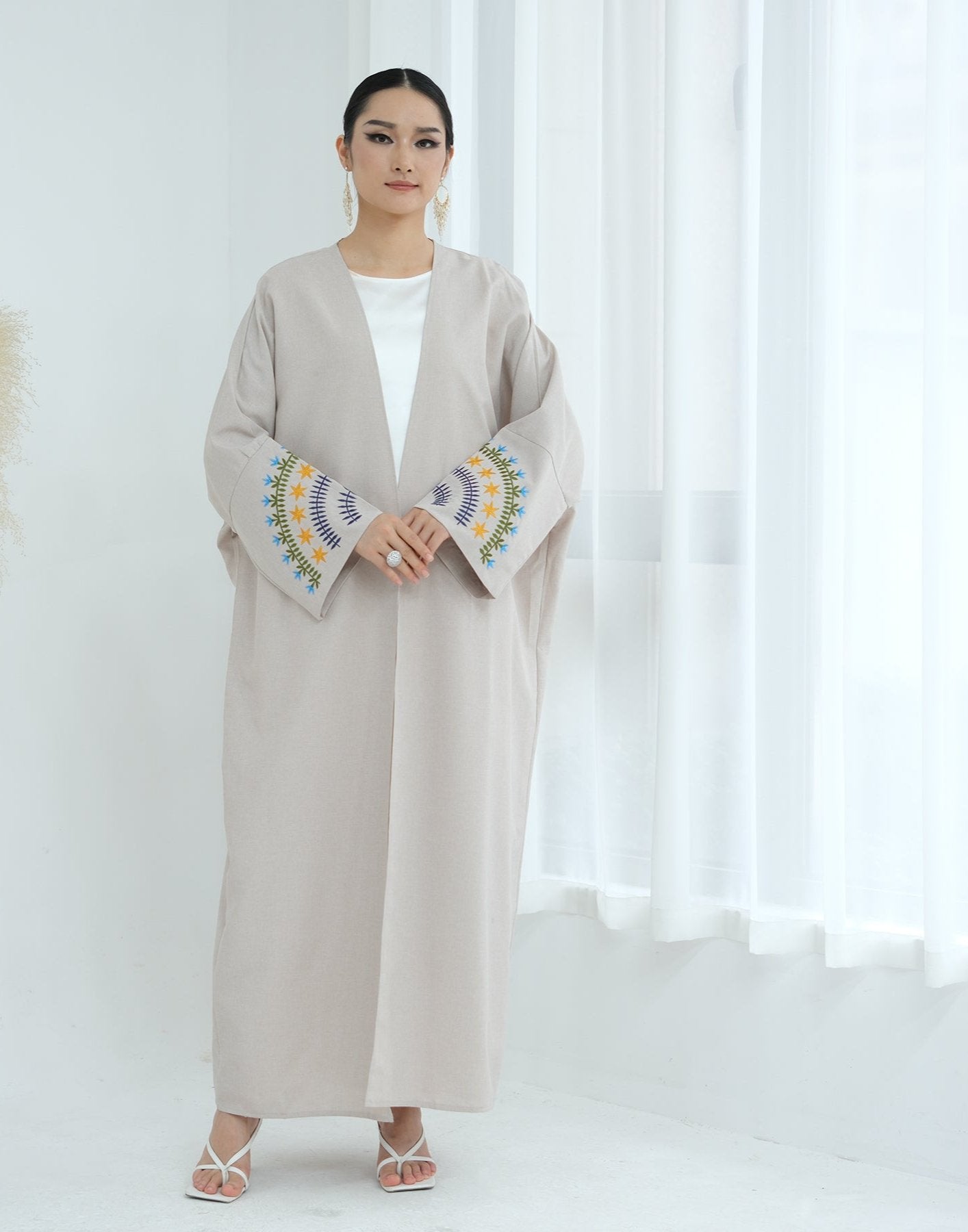 Carin Embroidered Kimono Duster Cardigan - Women's Lightweight Open Front Cover Up for Spring & Summer - Perfect for Beach, Vacation, and Boho Style Outfits