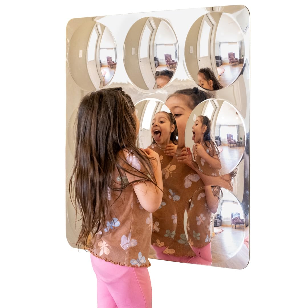 SPARK & WOW Sensory Wall Mirror for Toddlers - Giant 9 Bubble Panel | Safe Acrylic Baby Mirror for 6 Months+ | Cognitive Development Toy | Perfect for Daycare, Playroom & Sensory Wall Decor