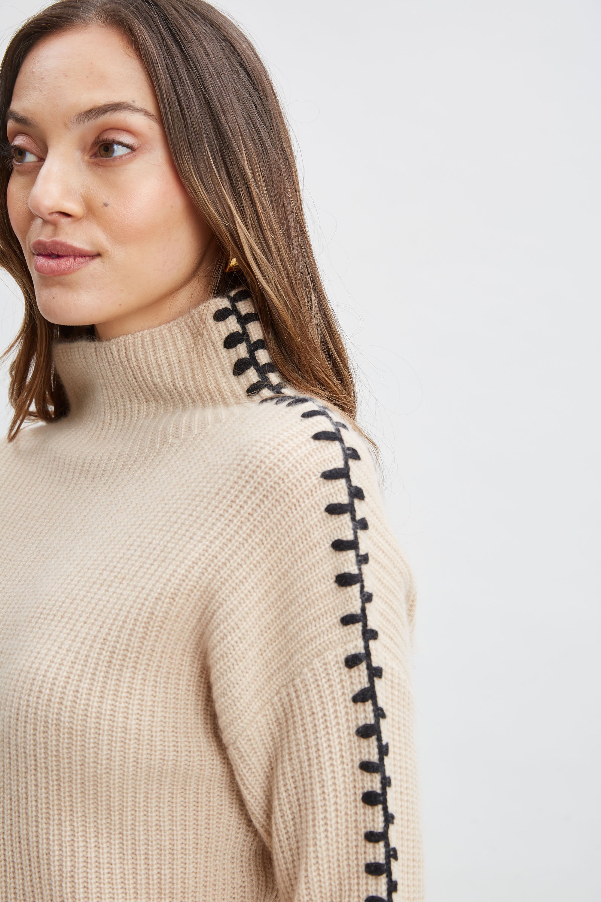 Luxury Cashmere Whipstitch Sweater for Women - Soft & Warm Winter Pullover - Perfect for Office, Travel & Casual Outfits