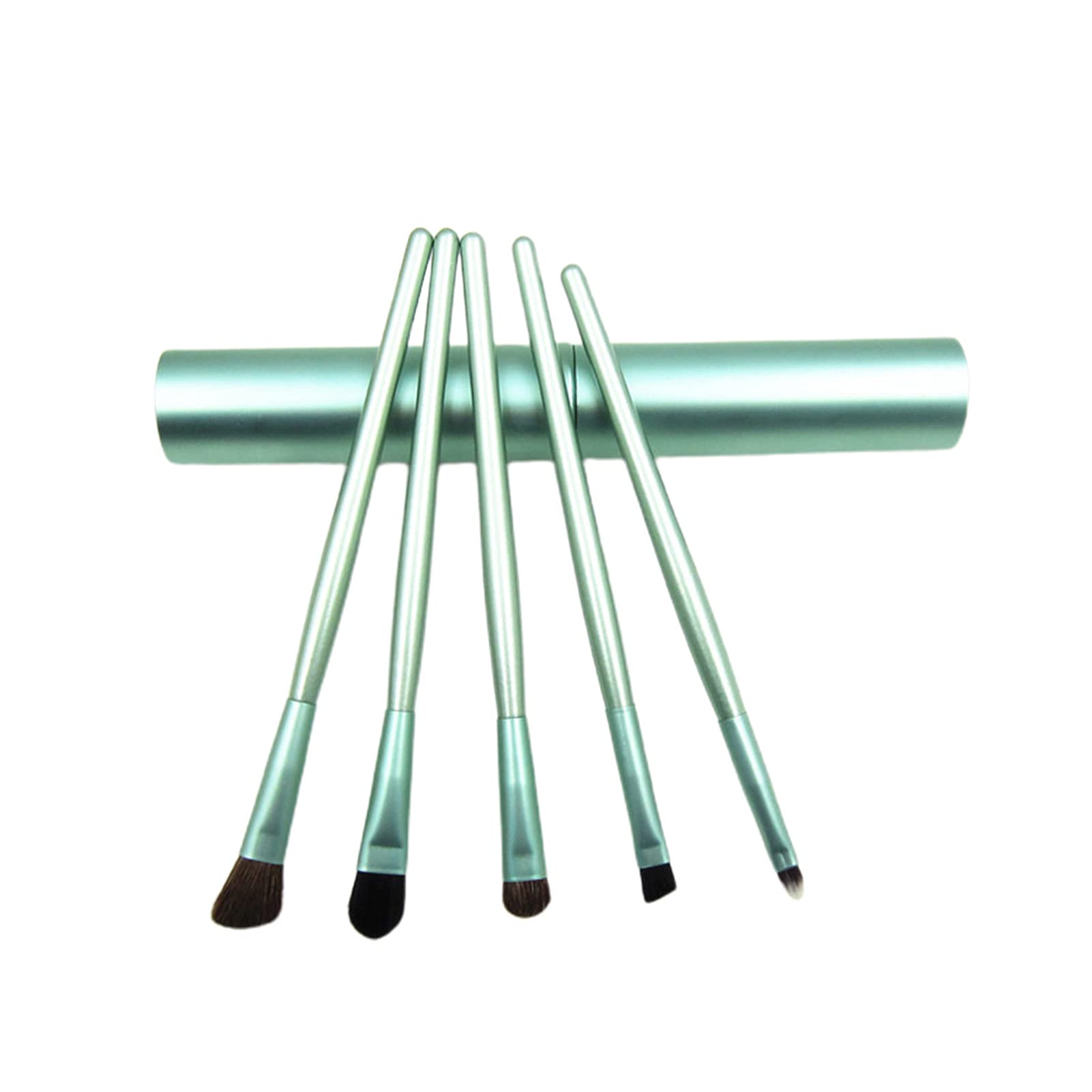 Professional 5-Piece Makeup Brush Set - Soft Bristles, Aluminum Tube Handle for Eyeshadow & Eyeliner | Portable Travel Beauty Kit (Purple) | Perfect for On-the-Go Makeup Application & Touch-Ups