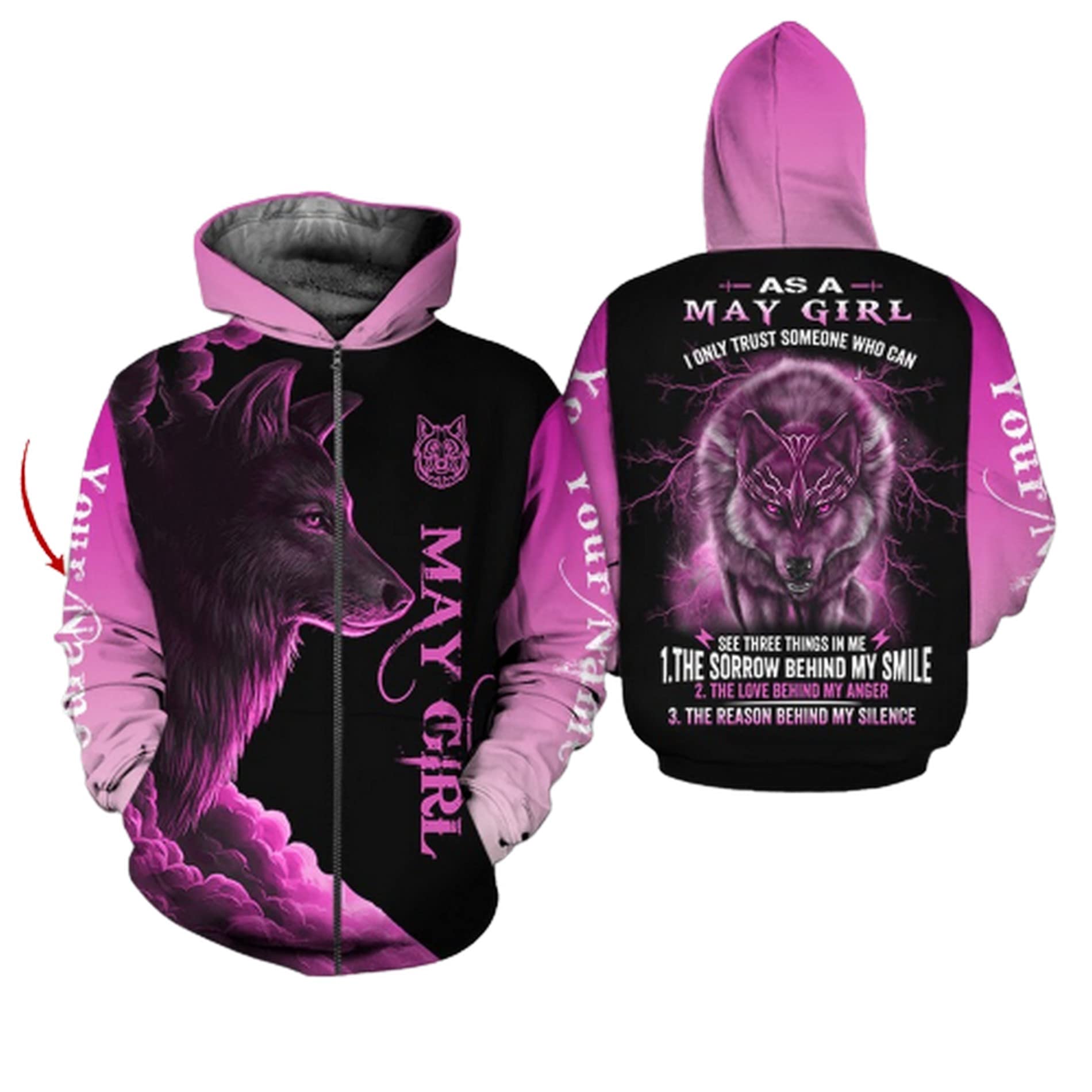 3D Printed May Girl Personalized Unisex Hoodie - Custom Pullover Sweatshirt & Zip-Up Hoodie with Front Pocket | Christmas & Birthday Gifts for Men and Women | Casual Wear, Street Fashion, Gifts for Special Occasions