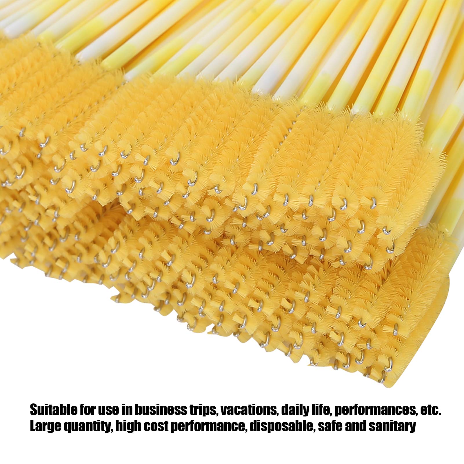 200pcs Mascara Wands - Disposable Eyelash Extension Brushes, Portable Travel Spoolies for Professional Makeup & Lash Extensions (Yellow) | Perfect for Salons, DIY Beauty & On-the-Go Touch Ups