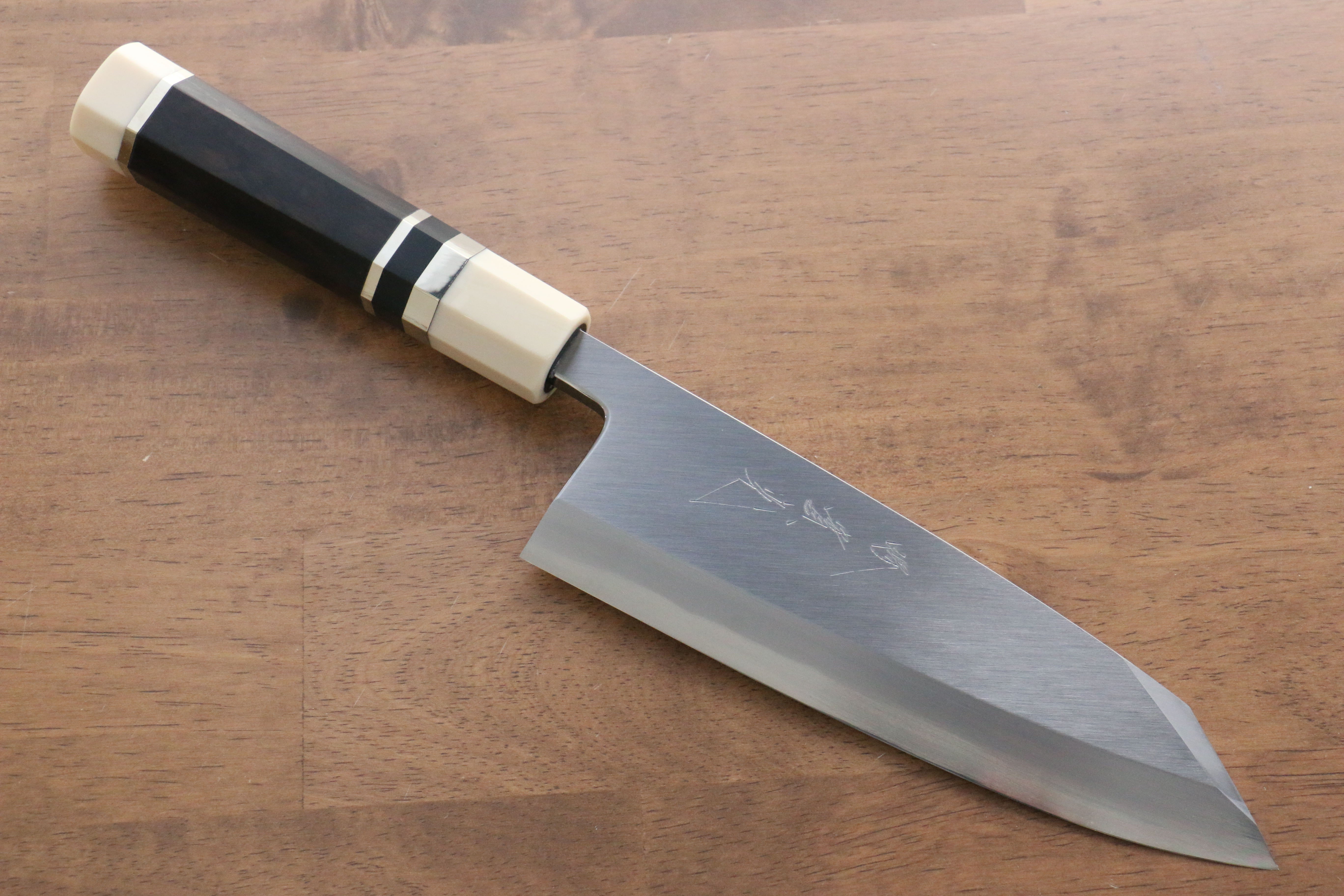 Premium Jikko Shiko Blue Steel Kiritsuke Deba Knife 180mm - Japanese Chef Knife with Ebony Wood Handle & Double Ring Design - Perfect for Sushi, Fish Filleting & Precision Cutting