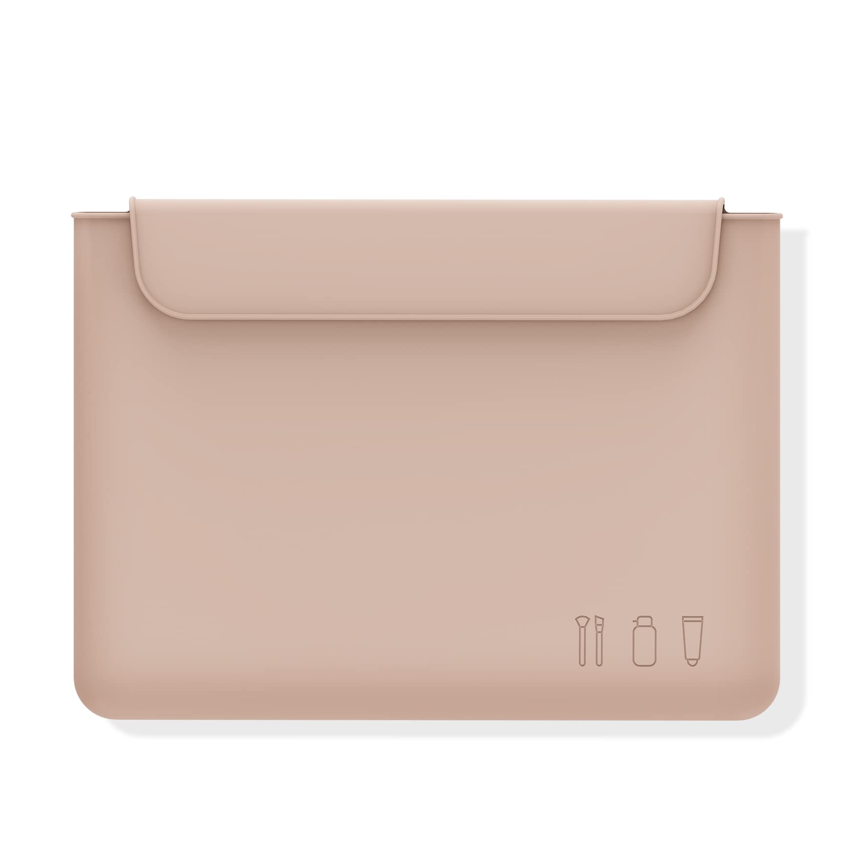 FERYES Silicone Makeup Bag for Women - Waterproof Travel Toiletry Organizer | Portable Cosmetic Pouch for Makeup, Beauty Tools & Brushes | Perfect for Gym, Vacation & Daily Use - Khaki