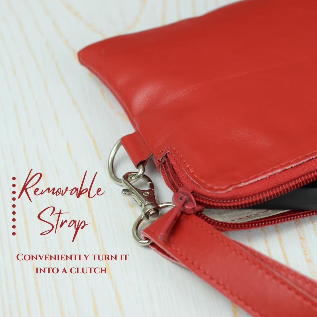 Little Red Leather Purse by World Orphans - Small Crossbody Shoulder Bag for Women | Fashionable Handbag for Daily Use, Travel & Date Nights