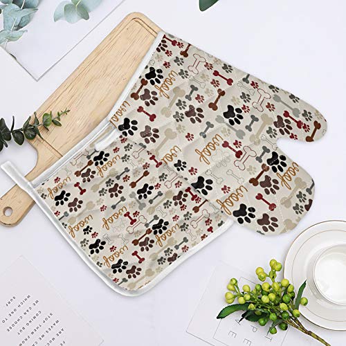 Heat Resistant Dog Paw Oven Mitts for Baking & BBQ - Non-Slip Kitchen Accessories